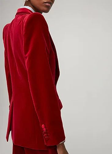 Kromoc Women's Velvet Blazer Peak Lapel Dinner Daily Suit Coat3
