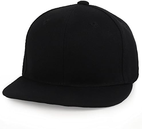 Trendy Apparel Shop Infant to Toddler Kid's Plain Structured Flatbill Snapback Cap - Black
