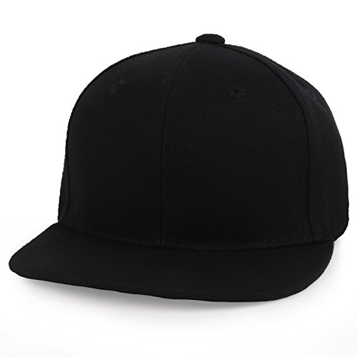 Trendy Apparel Shop Infant to Toddler Kid's Plain Structured Flatbill Snapback Cap - Black