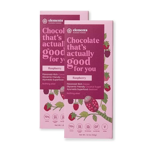 Elements Truffles Raspberry Flavoured Dark Chocolate Bar| Ayurvedic, Vegan &