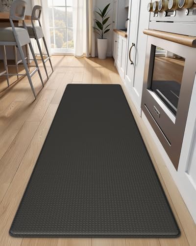 StepAura Kitchen Mats for Floor - 17'x59' Anti Fatigue Mats for Kitchen Floor - Non Slip Cushioned Rugs for Standing - Black