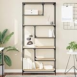 ZfiPhranillus Bücherregal Sonoma-Eiche 81x36x176 cm Holzwerkstoff mit Metallrahmen Kreatives Zickzack-Regal Modernes Design Viel Stauraum für Livingroom Bedroom Home Office