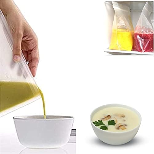8x Self Standing Reusable Microwave Freezer Liquid Food Bags Storage Pouches Sauce Sealed Freezer Storage Bags Ideal For Soups Sauces Smoothies, 1L