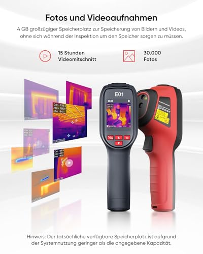 HIKMICRO E01 Wärmebildkamera SuperIR 240 x 240 IR-Auflösung Handheld Infrared Camera Thermal Imaging 20Hz Bildwiederholrate, Kompakte Thermokamera mit Laserpointer, -20°C bis 400°C