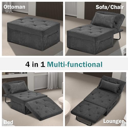 Hydragarden HY-FRS-OL014BL Convertible Sofa Bed, 4 In 1 Multi-Function Folding Ottoman Bed With Adjustable Backrest, Modern Pull Out Sleeper Chair thumb #4