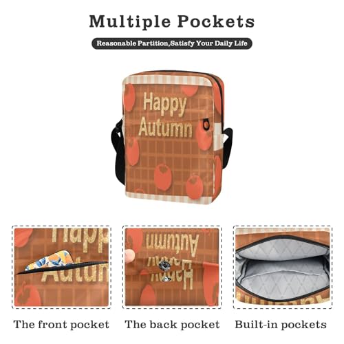 messenger bags for women over the shoulder bags for men Women's Purses Adjustable Strap for School School- Brown Fruits Autumn2