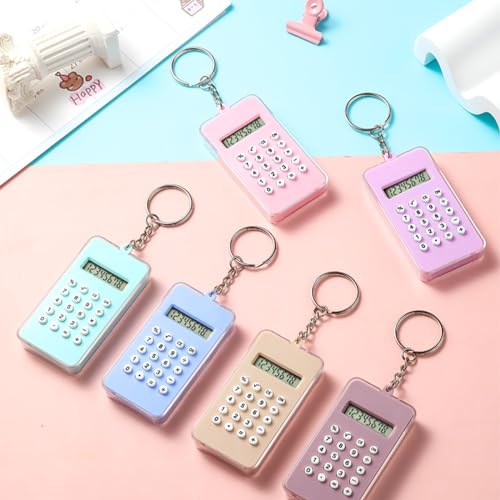 3er-Pack Mini-Taschenrechner, niedliche Maze-Schlüsselanhänger-Rechner, 8-stelliges Display, kleine, einfache, voll funktionsfähige Taschenrechner für Studenten, Geschenke, Schule,