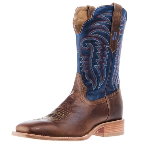 Men`s Honey Cowhide 11In Electric Blue Top Cowboy Boot
