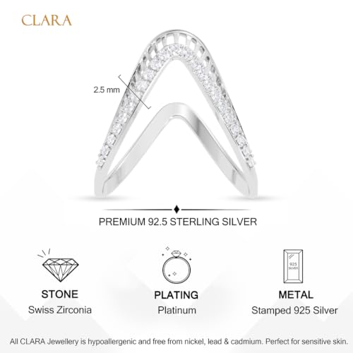 Image of Clara 925 Sterling Silver Vanki Adjustable Ring for Women Platinum Plated | Gift for Women & Girls | Swiss Zirconia | Elegant Design