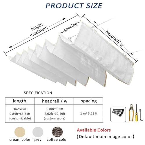 Auvent rétractable à vagues perméable pour pergola et terrasse - 3