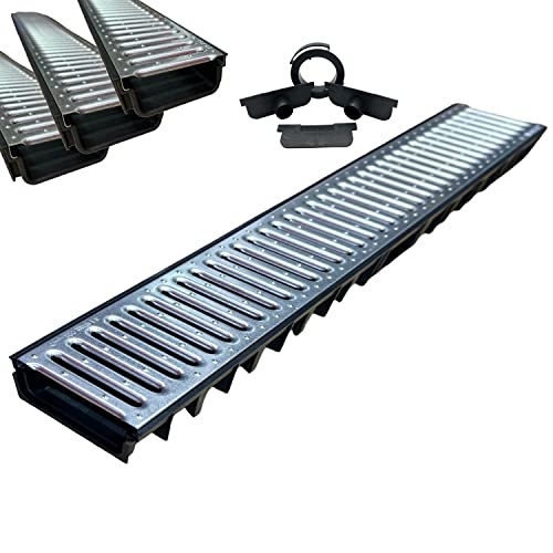 Canaleta de Drenaje PP-PE con Rejilla Galvanizada 125x50 cm, Kit 3 Unidades