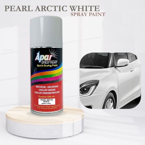 Image of APAR Automotive Spray Paint Pearl Arctic White- Base Coat (RC Colour Name) + PC Compatible for Maruti Cars -225 ml (Pack of 2-Pcs)