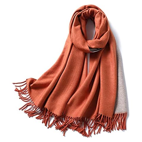Sawekin Women's XXL Scarf / Poncho Checked Square Checked Scarf Autumn/Winter Warm Scarf, M-Orange, One size Cover