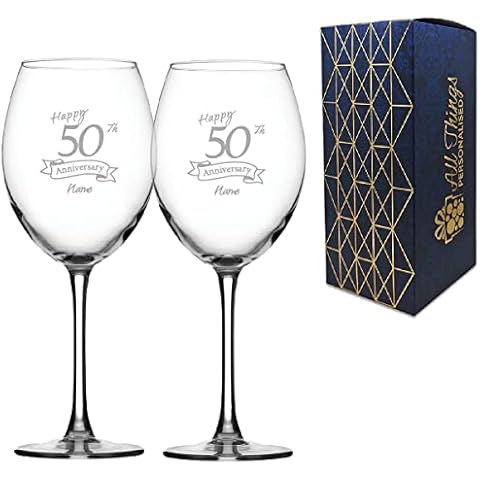 Personalised Engraved 50th Anniversary Wine Glass Set Cover