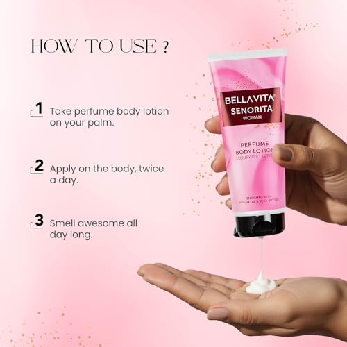 Image of Bella Vita Luxury Senorita Woman Perfume Body Lotion for Nourishing, Hydrating, Soft, Supple,Healthy Skin with Argan Oil and Shea Butter 200 Ml