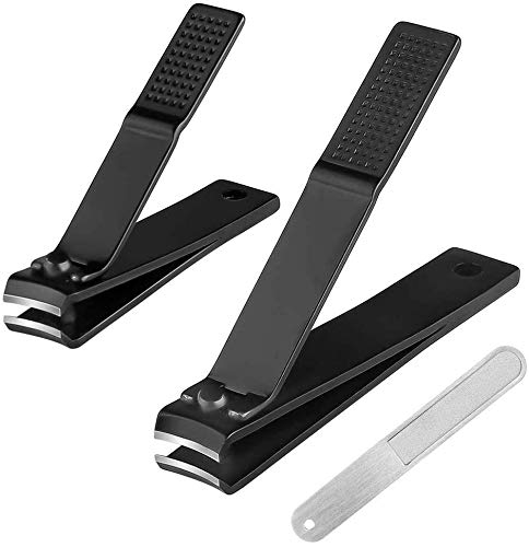 Stainless Steel Deluxe Fingernail and Toenail Clipper Cutter Nail Clipper Sets, Grooming Kit for Thick Nails Stainless Steel Sharp Sturdy trimmer Nail File set (Set of 3 With Box) Black