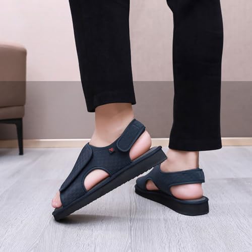Extra Larges Chaussures Diabétiques et Pieds Enflés pour Homme Sandales à Bout Ouvert pour Pieds Larges et Gonflés (bleu, Adulte, 44, Numérique, Système Taille Chaussures EU, Large) – vue 3