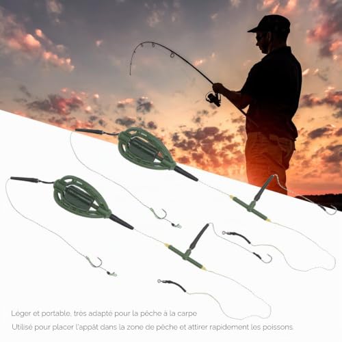 Cage Appât Carpe Montages, Lot de 2 Cages de pêche à la Carpe, appâts légers pour la pêche à la Carpe, Cage à appâts Durable pour la Carpe, Ensemble de pêche pour Appareil(48G) de la marque plplaaoo – vue 2