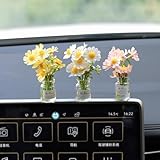 Kiofs Daisy Flower Car Accessories for Women Interior Aesthetic, 3 Pcs Daisy Cute Car Dashboard Decorations