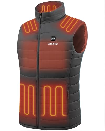 Venustas Men's Heated Vest with Battery, Up to 20 Hours of Warmth, Winter Quilted Vest for Outdoor