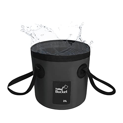 Eimer faltbar, 20L angeleimer,Tragbarer Camping Eimer mit Griff, Ultraleichter Outdoor-Waschbecken-Angeleimer, Faltbarer Eimer zum Angeln, Camping, Wandern, Autowäsche und mehr,Schwarz