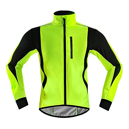 Linarun Chaqueta de ciclismo para hombre, forro polar impermeable, cortavientos, para ciclismo, senderismo, verde, XL Cover