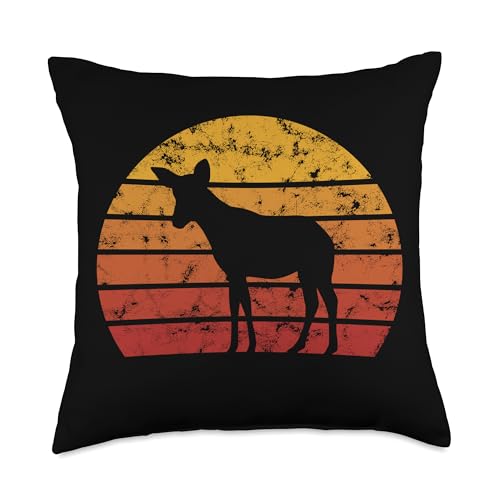 Gifts for Zoo Animal Lovers and Zookeepers Co. Okapi Exotic Zoo Animal Zookeeper Vintage Retro Distressed Throw Pillow, 18x18, Multicolor