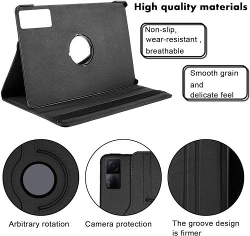 Image of CASEOUS Flip Cover Back Case for Xiaomi Redmi Pad SE 11 Inch, PU Leather Case, 360 Rotatable Multi-Angle Protection Stand Protective Case (Redmi Pad SE 11 Inch, Black)