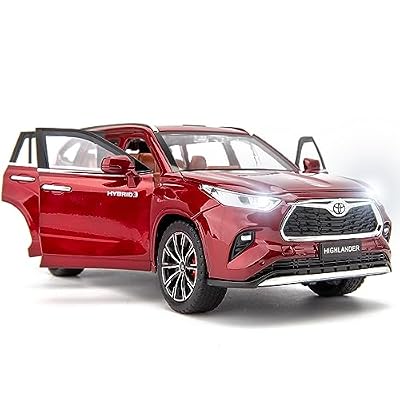BDTCTK 1/24 Highlander Model Car, Zinc Alloy Pull Back Toy car with Sound and Light for Kids Boy Girl Gift(Red)