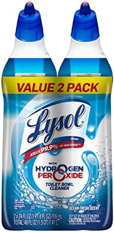 Lysol Toilet Bowl Cleaner Gel, For Cleaning and Disinfecting, Bleach Free, Ocean Fresh Scent, 24oz (Pack of 2)