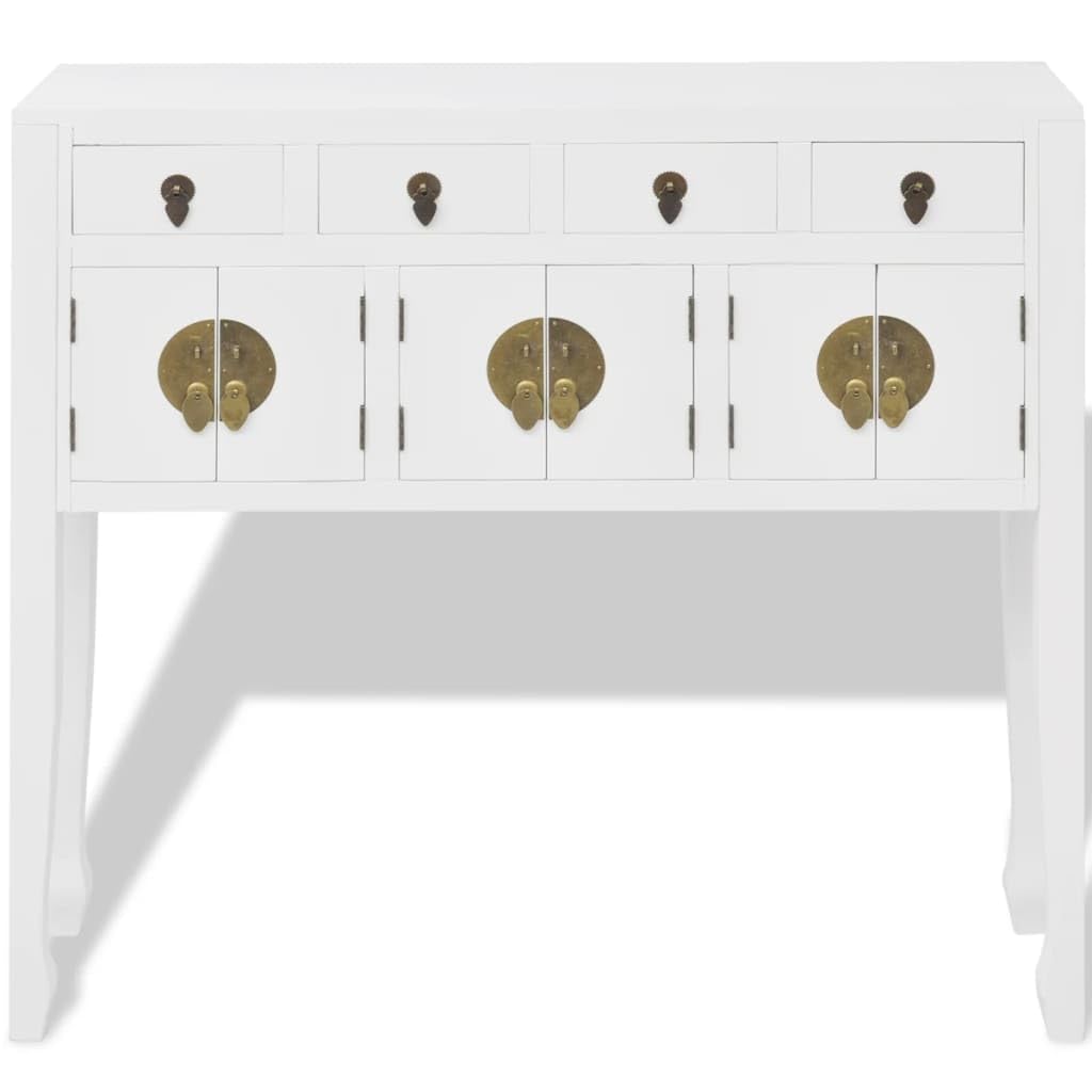 vidaXL Aparador de Estilo Chino de Madera Maciza Blanco