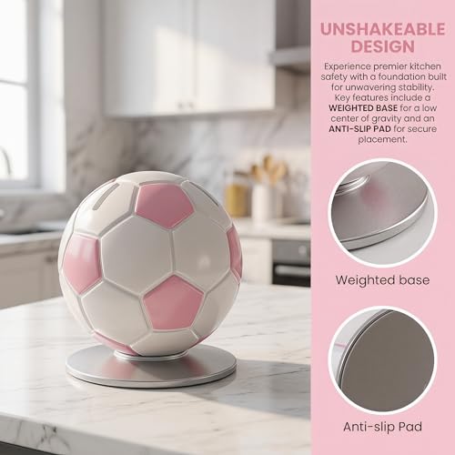 Soccer Ball Knife Holder for Kitchen - Football Theme 7-Slot Knife Block, Fun Countertop Organizer for Chef & Fruit Knives, Creative Sports Fan Decor & Gift Idea (ColorA) — view 2