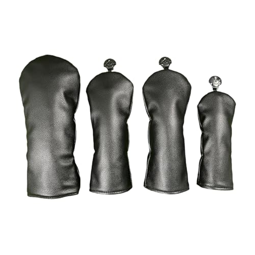 Agoky New Minimalist PU Solid Color Golf 1-3-5-UT Wood Club Head Covers Set - Green/White/Black Options Black 4Pcs/Set 4Pcs