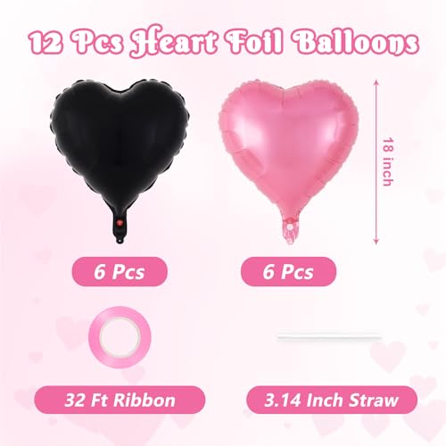 Image of 12 Pcs Colorful Heart Balloons,18 Inch Heart Foil Balloons Love Balloon Valentine Balloon for Birthday Party Wedding Engagement Party Baby Shower Valentine Day Decorations