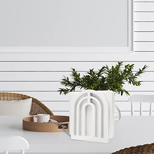 Karisky Farmhouse Napkin Holder Rustic Solid Real Wood Cocktail Paper Napkin Dispenser For Kitchen Countertops, Dining, Picnic Table Decor, White #TOP1