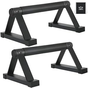 Wood push up bars Parallettes bars Anti-slip Handstand Bars for Calisthenics, Fitness, Floor workouts Solid Wood with Sturdy Metal Bracket, Support 500 lbs