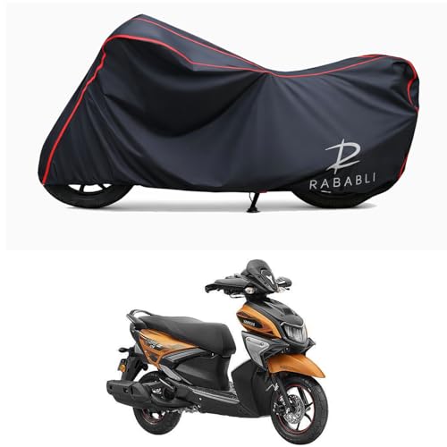 Image of Waterproof Bike Body Cover Compatible for | Yamaha RayZR 125 Drum | Taffeta Fabric, Red Piping Design, Bottom Elastic Fit | Dustproof, Sun UV & Rain Protection for All Bikes