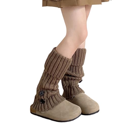 KQAXZM Leg Warmer Long Stockings Fashion Socks Knitted Cover Crochet for s 2-13 Year Breathable Warmers Elastic (Coffee Color)