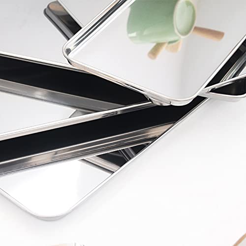 Trexd Cake Baking Pastry Storage Trays Stainless Steel Steamed Sausage Dish Rectangle Fruit Plate Restaurant Hotel Bread Loaf Pans ( Size : 2 Pieces 26.5*15.5*1.2Cm ) #TOP6