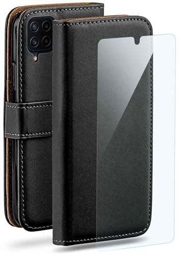 Coque Samsung M22 moex étui cuir noir avec fente carte et film