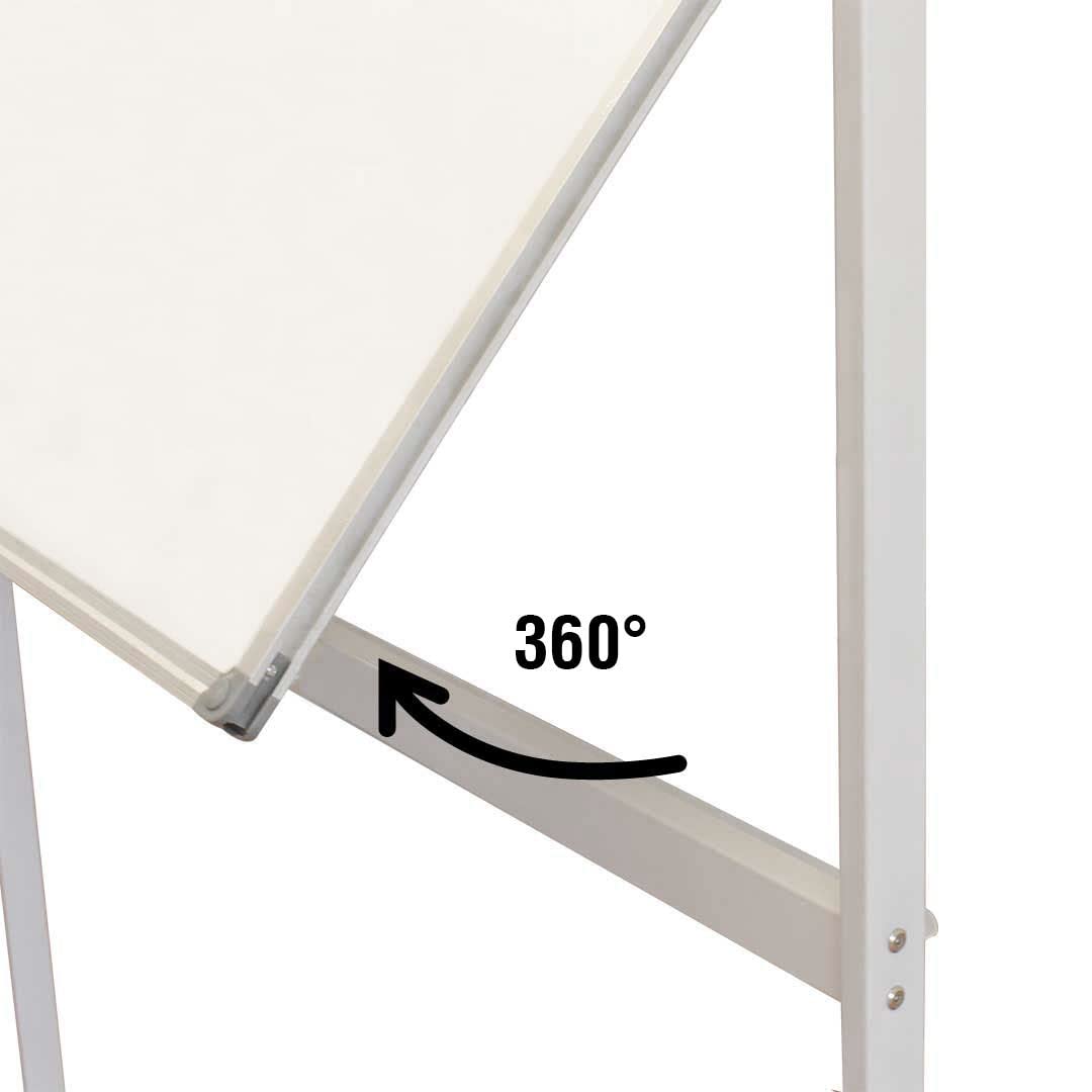 Lavagna magnetica bifacciale scrivibile 90x180 cm | con ruote e porta pennarelli