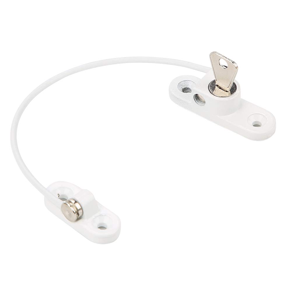 Window Safety Lock Durable Sturdy Prevent Baby Nipped Zinc Alloy White 1 LockKey for Home Use