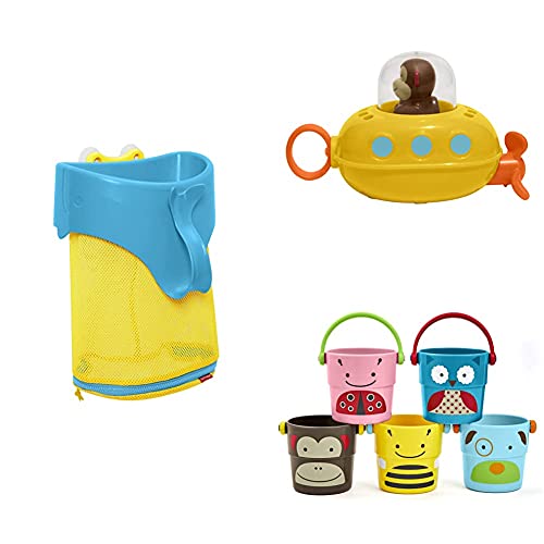 Skip Hop Baby Bath Toys Set, Scoop & Splash: Bath Toy Organizer, Pull & Go Submarine Bath Toy, Stack & Pour Buckets #TOP13