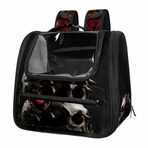 otnrnondcl Skull Roses (9) Cat Backpack Carrier, Large Pet Backpack for Medium Small Dog Cat Puppy Kitty Bunny