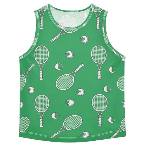 J JOYSAY Cartoon Tennis Dark Green Boys Tank Top Sleeveless Muscle Shirts Quick Dry Sport Active Workout Kids T-Shirts 3-15T