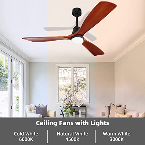 Ghicc Ceiling Fans With Lights And Remote 52-Inch Indoor Outdoor Ceiling Fans With Lights Modern 3 Wood Blade Ceiling Fan With Noiseless Dc Motoror Patio Living Room, Bedroom, Office, Summer House #TOP4