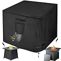 PatiosGuard Gas Fire Pit Table Cover Square 30 x 30 x 25 Inch - Waterproof 600D Heavy Duty Material, Windproof Designs, All Weather-Proof Protection for Patio Propane Firepits 30x30 / 28x28 Inch