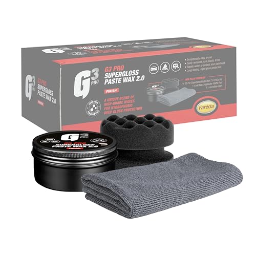G3 Pro SuperGloss Paste Wax 2.0 – High Gloss Car Wax with Carnauba | Up to 6 Months Protection | Easy Application & Buffing | Includes Applicator Pad & Microfibre Cloth (7266)