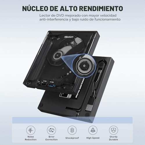 Miniatura 6 de Unitek Unidad Externa De Cd Y Dvd,Usb C Portátil Cd Dvd -Rw,Reproductor De Dvd Con Lector De Tarjetas Sd,Usb 3.0, Usb C,Grabadora De Cd Rom Compatible Con Laptop,Pc,Windows,Linux,Os, Surface Negro