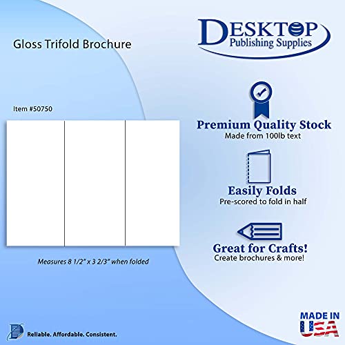 38Lb Bond Laser Gloss Tri-Fold Brochures - 250 Glossy Brochures For Laser Printers Only #TOP1